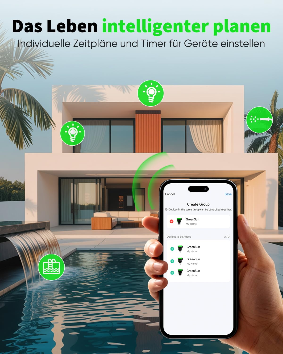 GreenSun WLAN Steckdose Outdoor 4er Pack - IP44 wasserdichte Außensteckdosen mit Strommessung 16A 3680W Tuya Smart Life App WiFi Steckdose Zeitschaltuhr & Timer kompatibel mit Alexa & Google Home 6