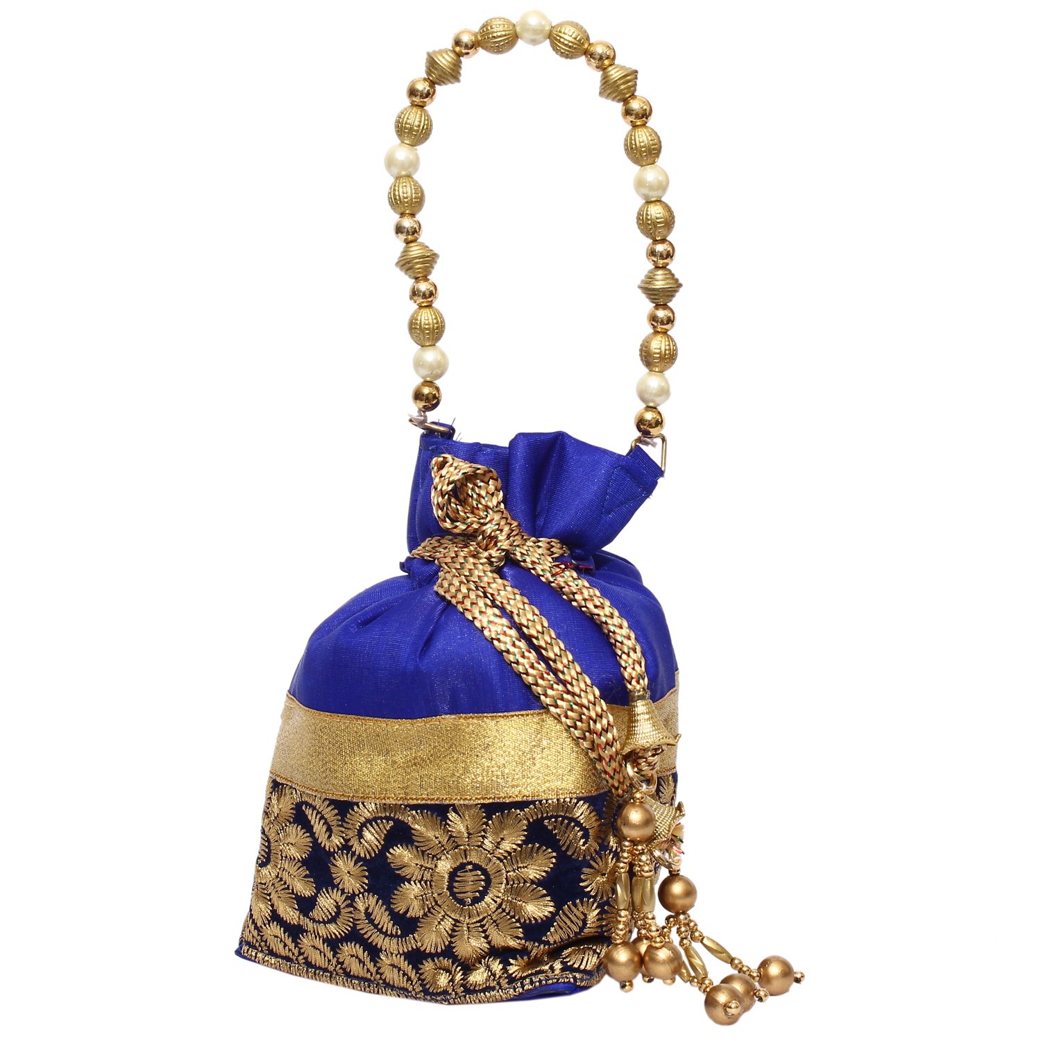 bagaholics ethnic clutch silk potli batwa pouch bag with metal beadwork