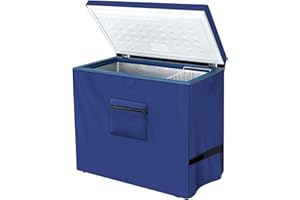 DEOSK Chest Freezer Cover,420D Oxford Fabric Waterproof Open Deep Freezer Protective Cover with Storage Bag Fit for 3.5 Cubic Feet Adjustable Freezer Cover 22"L X 25"W X 34"H (Blue)