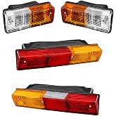 Front Indicator &amp; Rear Tail Flasher Lamp Set L+R Pair 12V Compatible with Massey Ferguson, Case IH, Ford, Fiat, New Holland &amp; Landini Tractors &ndash; OEM Replacement 1425883M93 5124111 5124109