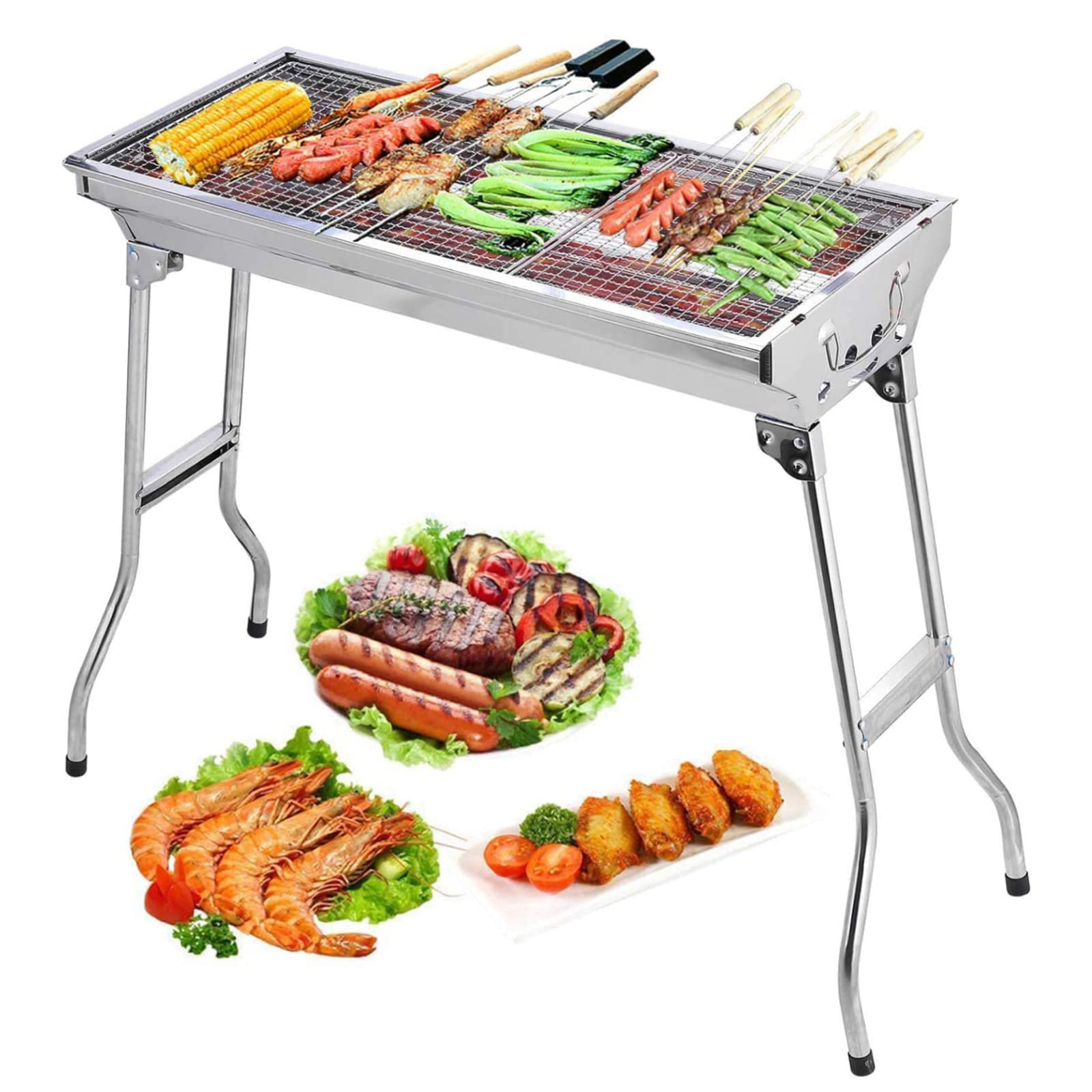 Photo 1 of ***JUST  GRILL STAND***Barbecue Charcoal Grill Stainless Steel Folding Portable BBQ Tool Kits for Outdoor Cooking Camping Hiking Picnics Tailgating Backpacking or Any Outdoor Event (Large)