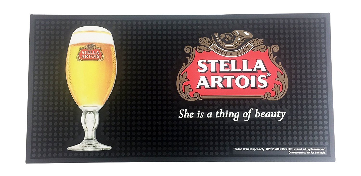 Stella Artois Beer Professional Bar Mat | Spill & Rail Drip Mat for Home & Commercial Bars