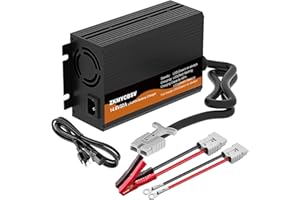 ZKMYCBSV 12V 50A Lithium Battery Charger, 14.6V 50A LifePO4 Battery Charger for 12.8V LiFePO4 Lithium Deep Cycle Rechargeable Battery, Multi Protections, Support Fast Charging, 12 Volt Charger for RV Boat Car