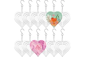 WindMage 12 Pack 3inch Sublimation Wind Spinner Blanks 3D Aluminum Metal Wind Sculpture Kinetic Spinners for Yard Garden Indo