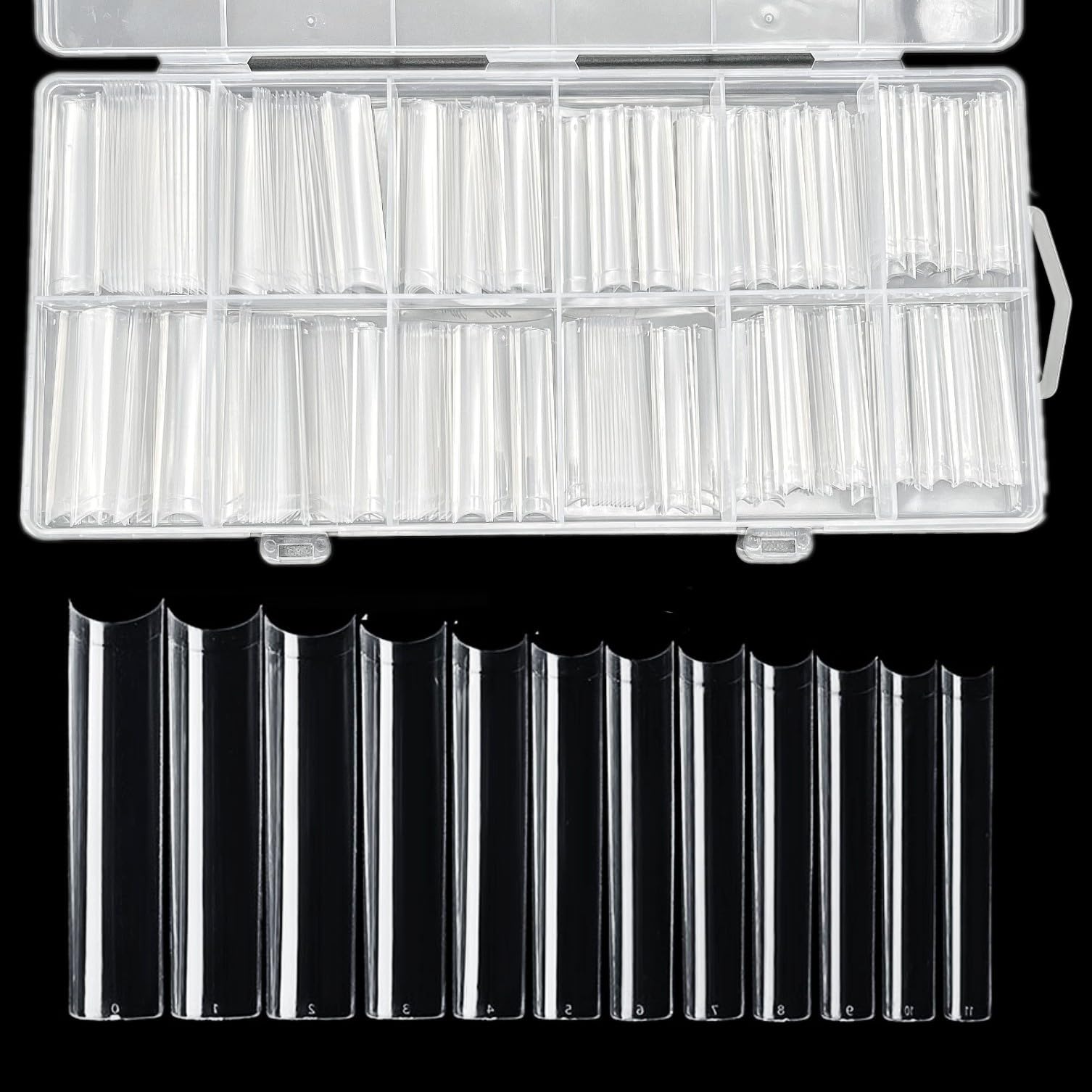 JZK 240x XXXL Clear Half Cover Extra Long Square Nail Tips For Acrylic Extensions, No C Curve False Nail Tips Long For Gel And Acrylic Nails, 3XL Finger Nail Extension Tips