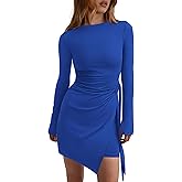 PRETTYGARDEN Women 2025 Mini Bodycon Dresses Long Sleeve Ruched Fitted Short Night Out Trendy Party Club Outfits Fall Clothes