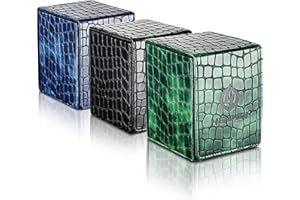 HENWEI MTG Deck Box, Premium PU Leather Card Protective for 600+ Sleeved Cards Holder Twin Flip Deck for Commander, PVC Free Strong Magnet Card Case Holder Storage (3 Pack,Black/Blue/Green)