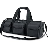 HAUTMEC 24" Large Contractors Tool Bag, Wide Mouth Tool Bag with Hard Base &amp; Metal Frame, 21-Pocket Double Zippers Heavy-Duty Tool Organizer for Heavy Tools &ndash; HT0184