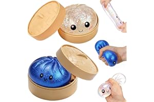 Dumpling Squishy Toy, 2PC Mystery Dumpling Squishy with Box, Glitter Squishy DumplingToy, Soft Squishy Stress Relief & Reboun