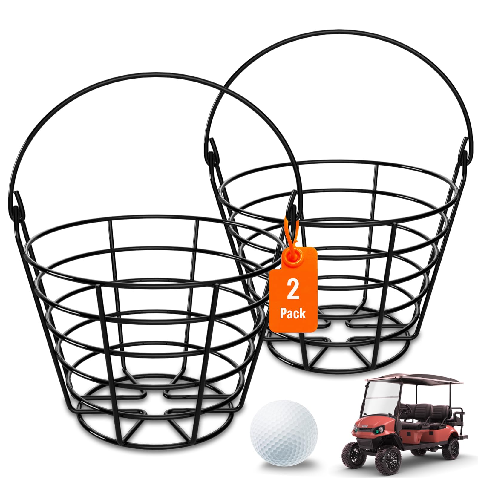 Fancatti 2Pack Golf Ball Basket for 50 Balls, Golf Ball Bucket with ...