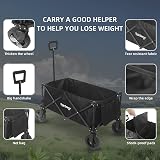 Rainberg Folding Trolley Cart with Table, 120KG Capacity, Black view 7