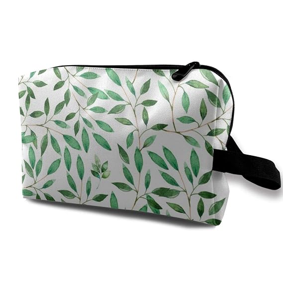 Floral Elephant Green Leaves Travel Makeup Cute Cosmetic Case Organizer Portable Storage Bag for Women