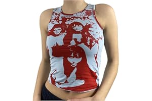 FQZWONG Y2k Tops Sexy Sleeveless Crop Tank Tops Trendy Aesthetic Graphic Print Summer Casual Cami/Vest Tops Sport 90s Streetwear