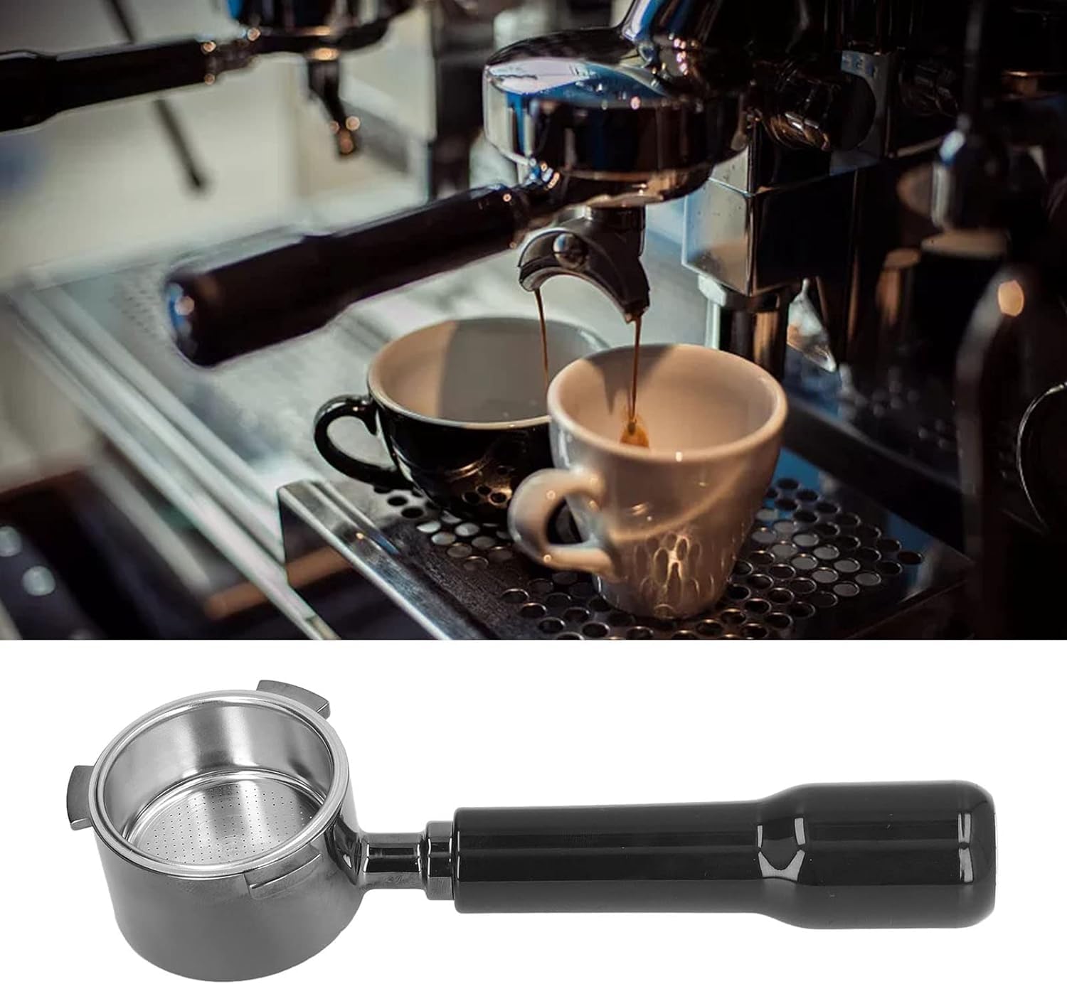 51mm Bottomless Portafilter with 2-Cup Filter Basket, Compatible with Dedica EC0680 EC0685