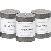 3x4 inch Grey Pillar Candles Set of 3, Unscented Pillar Candles, Dripless and Smokeless Large Candles, Candle for Halloween, Home Decor, Dinner Table,Weddings, Holidays