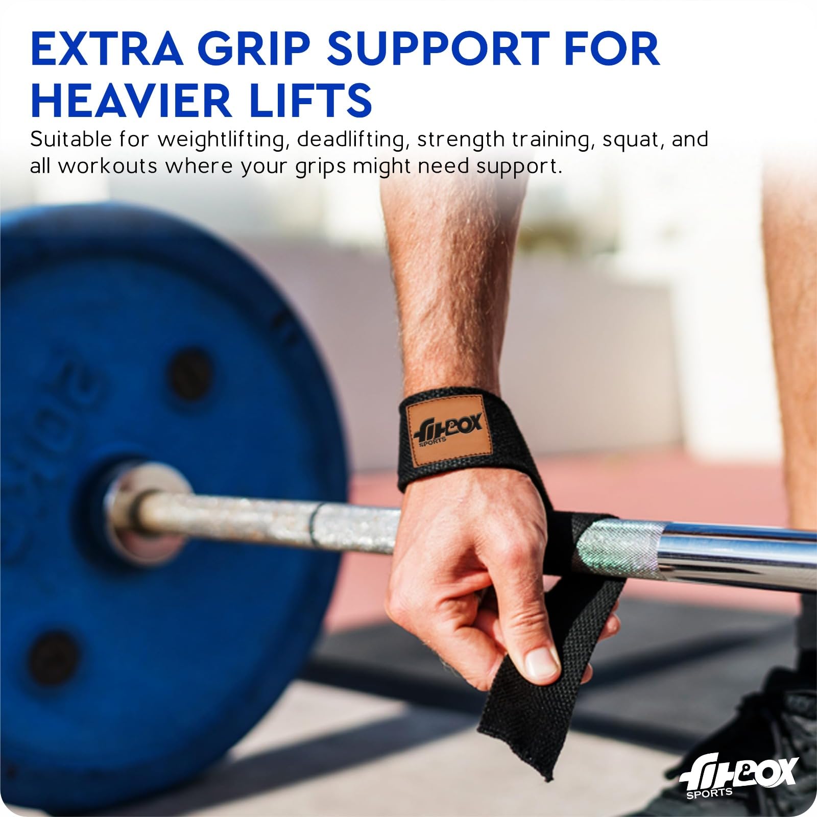 FitBox Sports Premium Lifting Straps, Powerlifting, Wrist Supporter For Deadlifting With Padded Support - Black 4