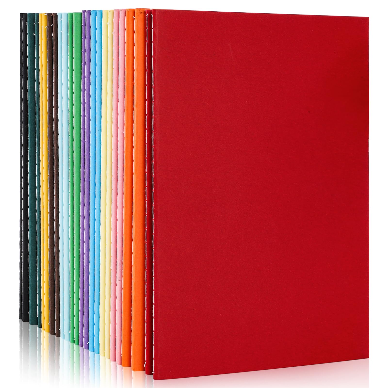 Okllen 24 Pack A5 Lined Notebooks, 60 Pages Each, 21×14CM Colorful Bulk Lined Travel Journal Set Kraft Cover Notebook for Office, Travelers, School, Gifts, 12 Mixed Colours