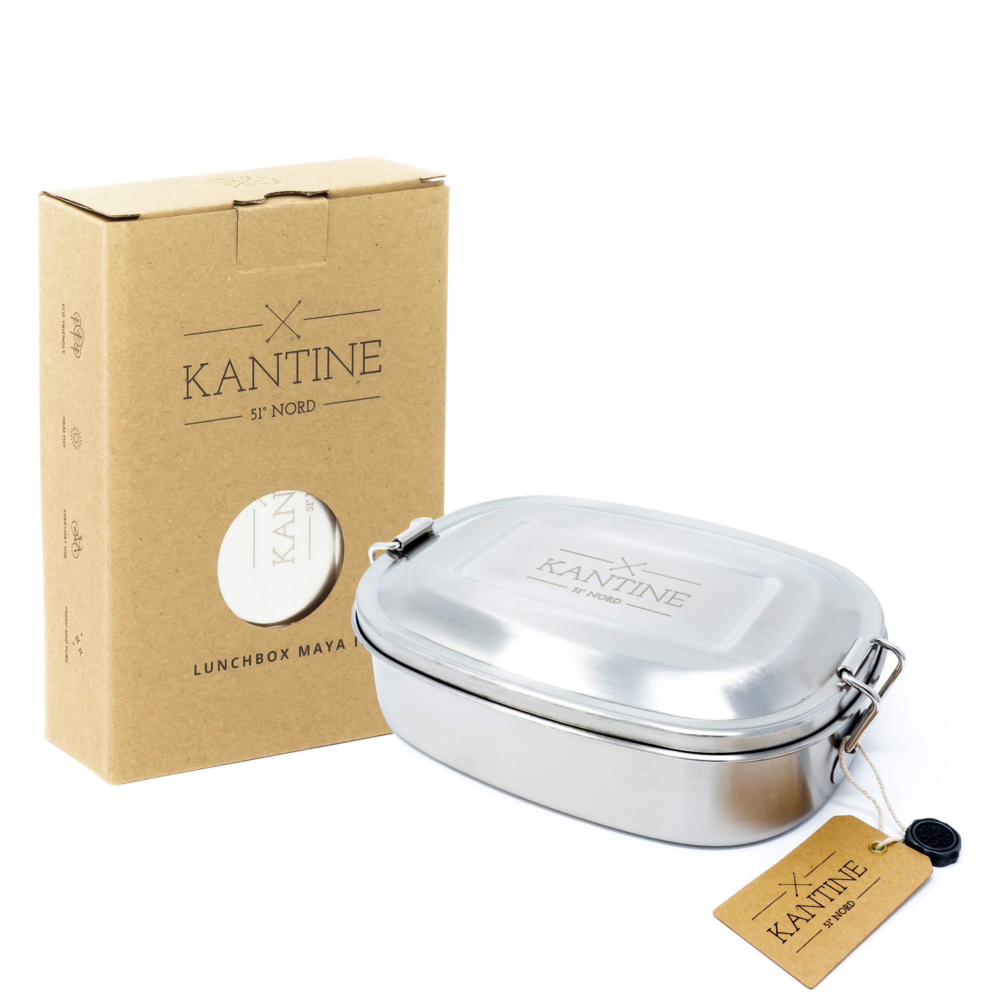 Kantine 51° Nord Stainless Steel Lunch Box, Leak-Proof Lunch Box, Bento Box for Adults and Children, Plastic-Free (Maya: 500 ml)