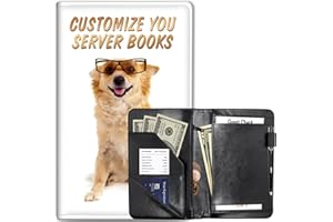 MXFDEGF Customized Server Book for Waitress, Leather Waiter Book Server Wallet with Hidden Zipper Pocket Pen Holder Cute Waitress Book&Waitstaff Organizer with Money Pocket Fit Server Apron