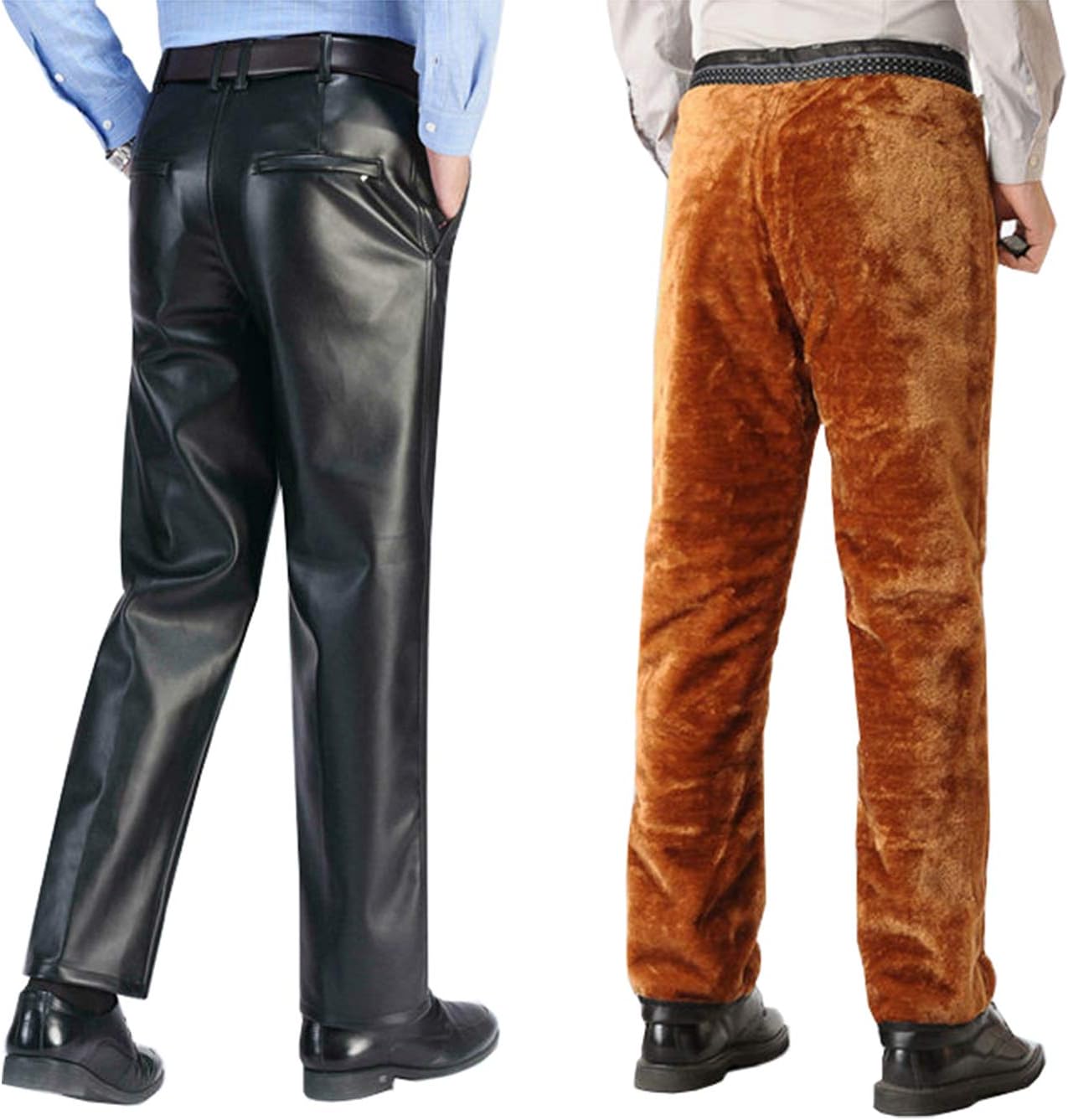 Amazon.com: WYYSYNXB Autumn and Winter Men PU Leather Loose Plus Cashmere Thicken Long Leather 