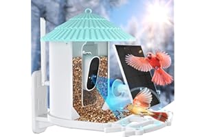 FVWWE Smart Bird Feeder with Camera Solar Powered, Wireless Outdoor Bird Feeder, 4MP HD Auto Capture Bird Videos, Real Time Views and Notifications, Ideal Gift for Christmas, Thanksgiving