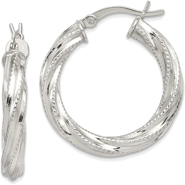 Amazon.com: Sterling Silver Patterned Twist 25mm Hoop Amazon.com: Sterling Silver Patterned Twist 25mm Hoop