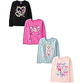 The Children's Place Girls Unicorns,Sports,Butterflies Long Sleeve Graphic T-Shirts,4 Pack