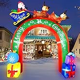 JETEHO 10 FT Christmas Inflatables Archway Santa Claus on Sleigh Christmas Blow Up Yard Decorations Built-in LED Lights for Outdoor Lawn Garden Decorations