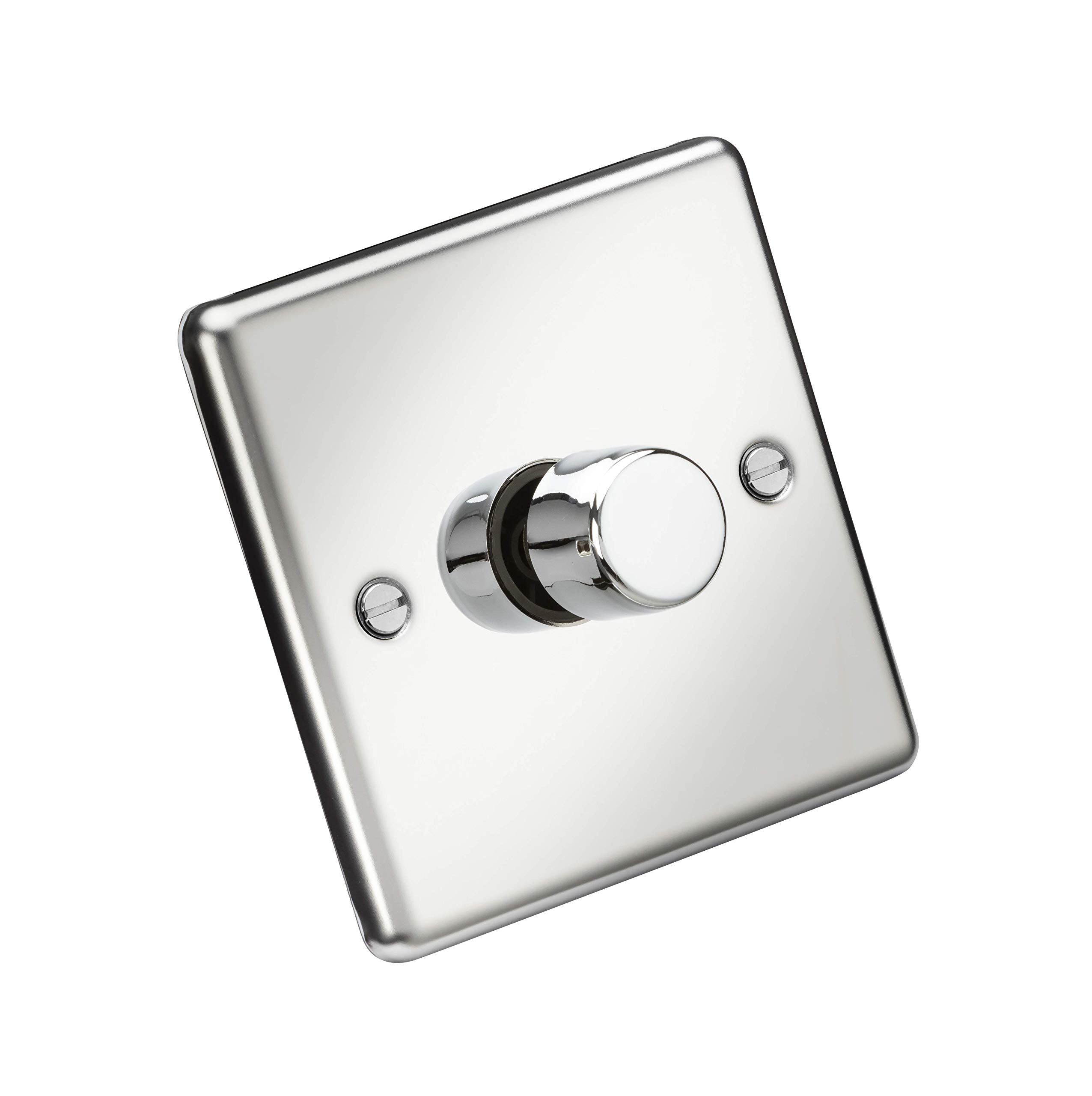 Knightsbridge CL2181PC 1G 2 Way 10-200W (5-150W LED) Trailing Edge dimmer - Rounded Edge Polished Chrome