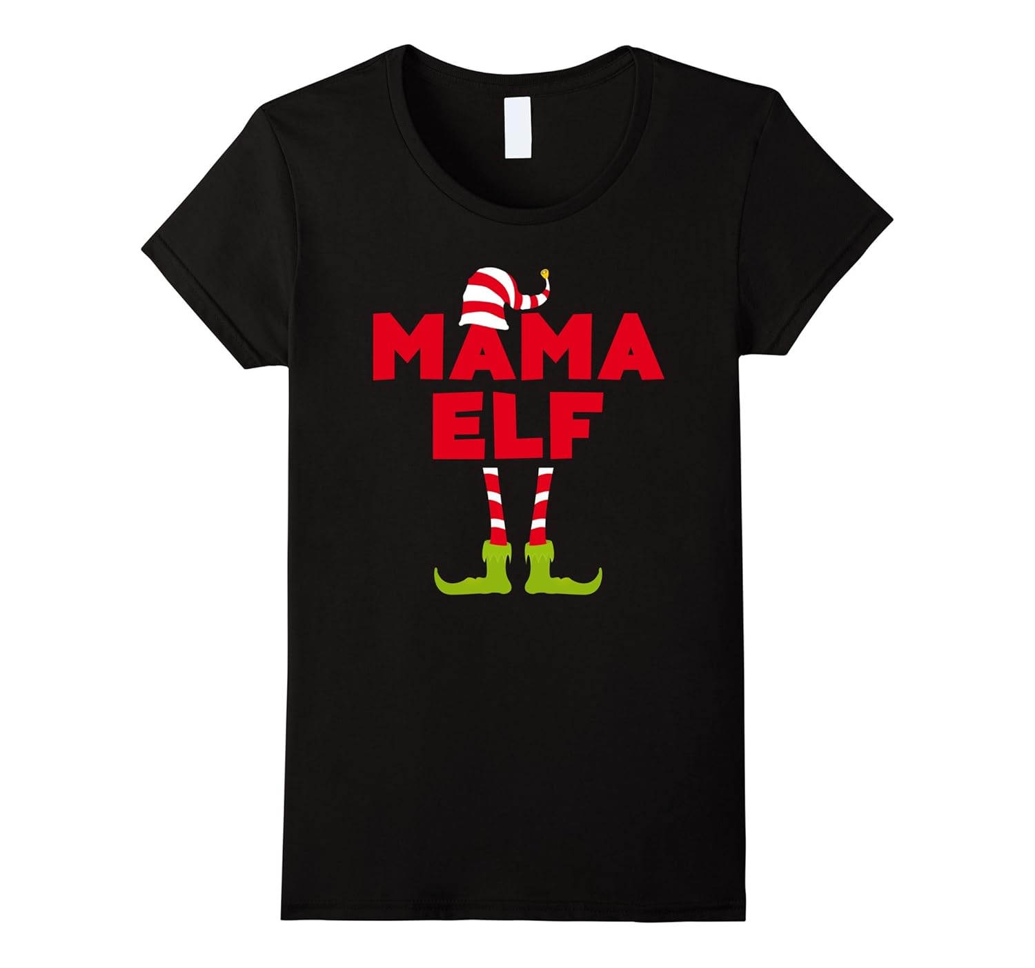 Womens Mama Elf Costume T-Shirt Funny Matching Christmas Shirt-ANZ