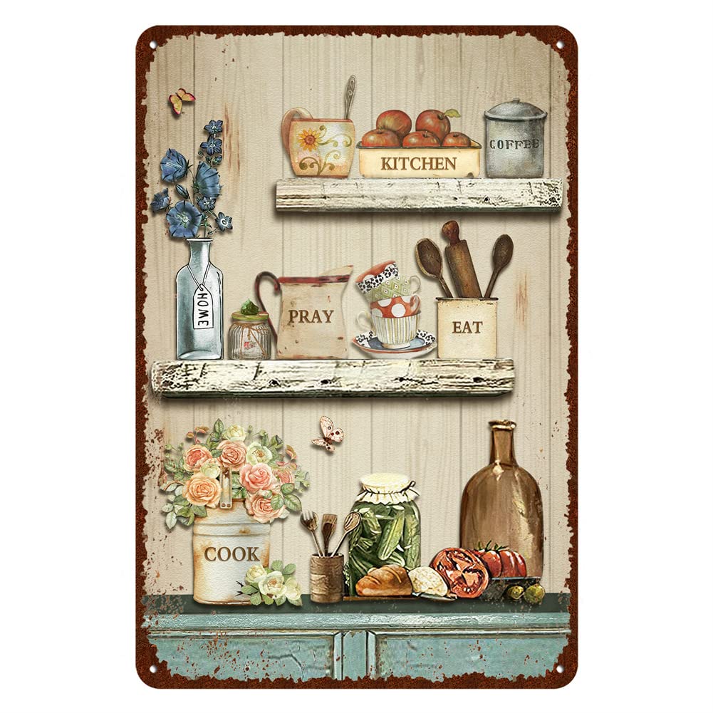 Photo 1 of Vintage Farmhouse Kitchen Sign Kitchen Metal Signs Rustic Kitchen Wall Decor - 2pk bundle