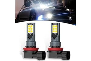 dawfall Pack-2 Car H8/H11 LED Fog Light, 3030-12SMD High-brightness 360 Degree Lighting Bulb, Waterproof Shockproof 50000H Long Life Bulb, Universal Plug-and-play Bulb Replacement for Cars (White)