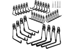 GUDEMAY 32 Pack Garage Hooks Heavy Duty,Utility Steel Wall Mount with Anti-Slip Coating Hanger & Organizer for Bulk Items,Bikes,Ladders,Power Tools,Ropes,and More Equipment