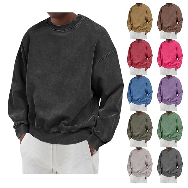 TOIPKT CREWNECK SHIRT FOR MEN LONG SLEEVE OVERSIZED PULLOVER SWEATSHIRT PRINTED MENS UNDERSHIRTS PINK