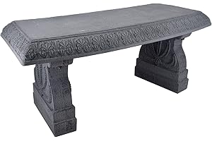 Arcadia Garden Products BE02 Fiberclay Garden, Outdoor Bench, Patio Seating for Front Porch Park Outside Furniture Decor, Gray