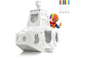 Losbenco Kids Playhouse Cardboard Playhouse with Watercolor Pens, Personalize Cardboard Fort, Kids Art & Craft for Indoor & Outdoor Fun, Color, Draw, Doodle