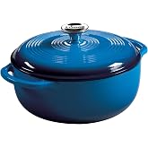 Lodge Essential Enamel Cast Iron Dutch Oven, 4.5 Quart, Caribbean Blue | Oven-Safe Enamel Cookware up to 500°F, Heat-Retainin
