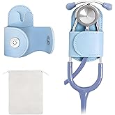 Magnetic Stethoscope Holder Clip, PU Leather Holster for Scrubs, Blue | Hands-Free Stethoscope Clip for Nurses, Doctors, EMTs
