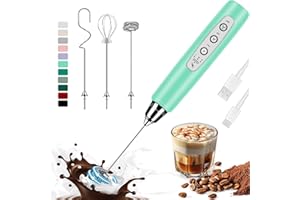 ODIFORGOO Rechargeable Milk Frother Handheld, Electric Foam Maker Coffee Frother Wand, Detachable With 3 Stainless Whisks, Drink Mixer for Lattes, Cappuccino, Matcha, Egg, No Stand, Blue