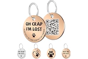 MYLUCKYTAG Stainless Steel QR Code Pet ID Tags Cat Tags - Pet Online Profile - Scan QR Receive Instant Pet Location Alert Email