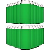 TahoeBay Slim Can Cooler Sleeves (25-Pack) Skinny Tall Cans 12 Oz Bulk Thin Seltzer Fit Sublimation Blanks for Vinyl Plain Blank Foam Beer Bottles Black White Assorted Solid Set (Kelly Green)