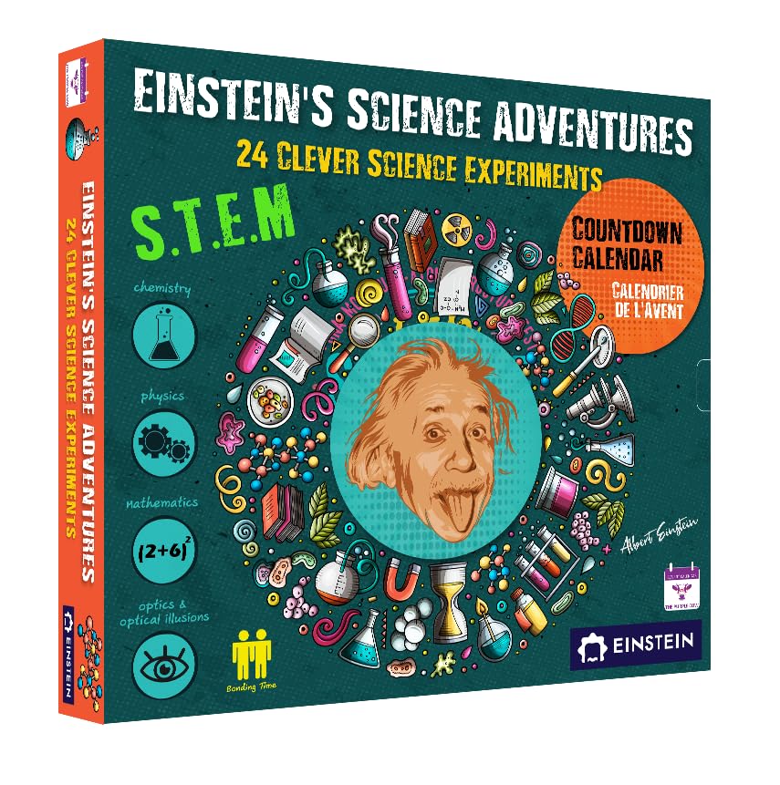 NEW 2025 Einstein Science Adventures - Advent Calendar Kit. 24 Jaw-dropping Science Tricks for Kids inspired by Einstein's playful inquisitive spirit. The perfect holiday S.T.E.M gift!