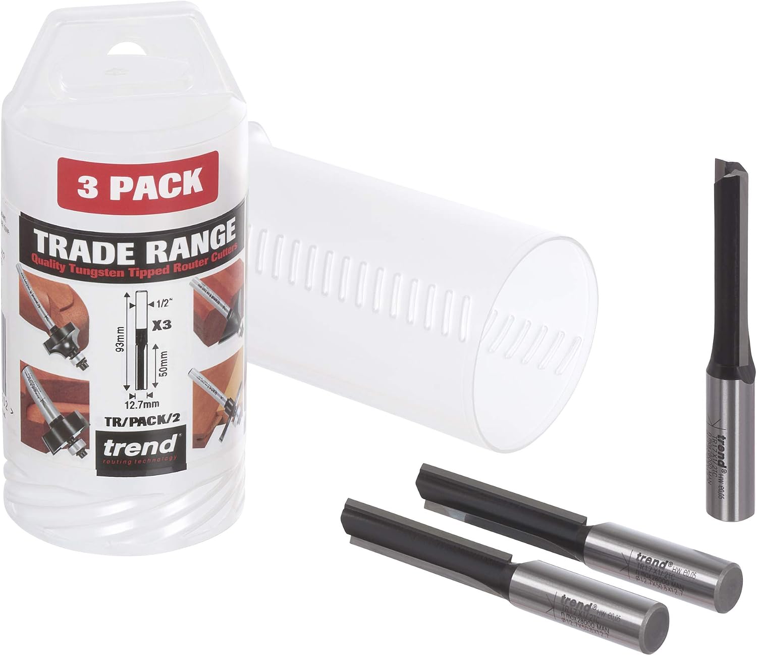 Trend Trade Straight Router Cutter 3 Pack, 1/2 Inch Shank, 12.7mm Cut Diameter & 50mm Cut Length, Tungsten Carbide Tipped, TR/PACK/2 - Image 5