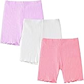 SOBOWO 3 Pack Toddler Girl Shorts Ribbed Girl Bike Shorts Solid Ruffle Summer Pull On Dance Athletic Under Dress Pants 18M-5T