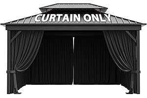 SNUBBULL 10'X13' Gazebo Curtains Outdoor Waterproof with Hanging Rings, 4-Panel Double Zipper Sidewalls Universal Replacement Privacy Curtain, Outdoor Gazebo Curtains for Patio, Backyard(Curtains Only)
