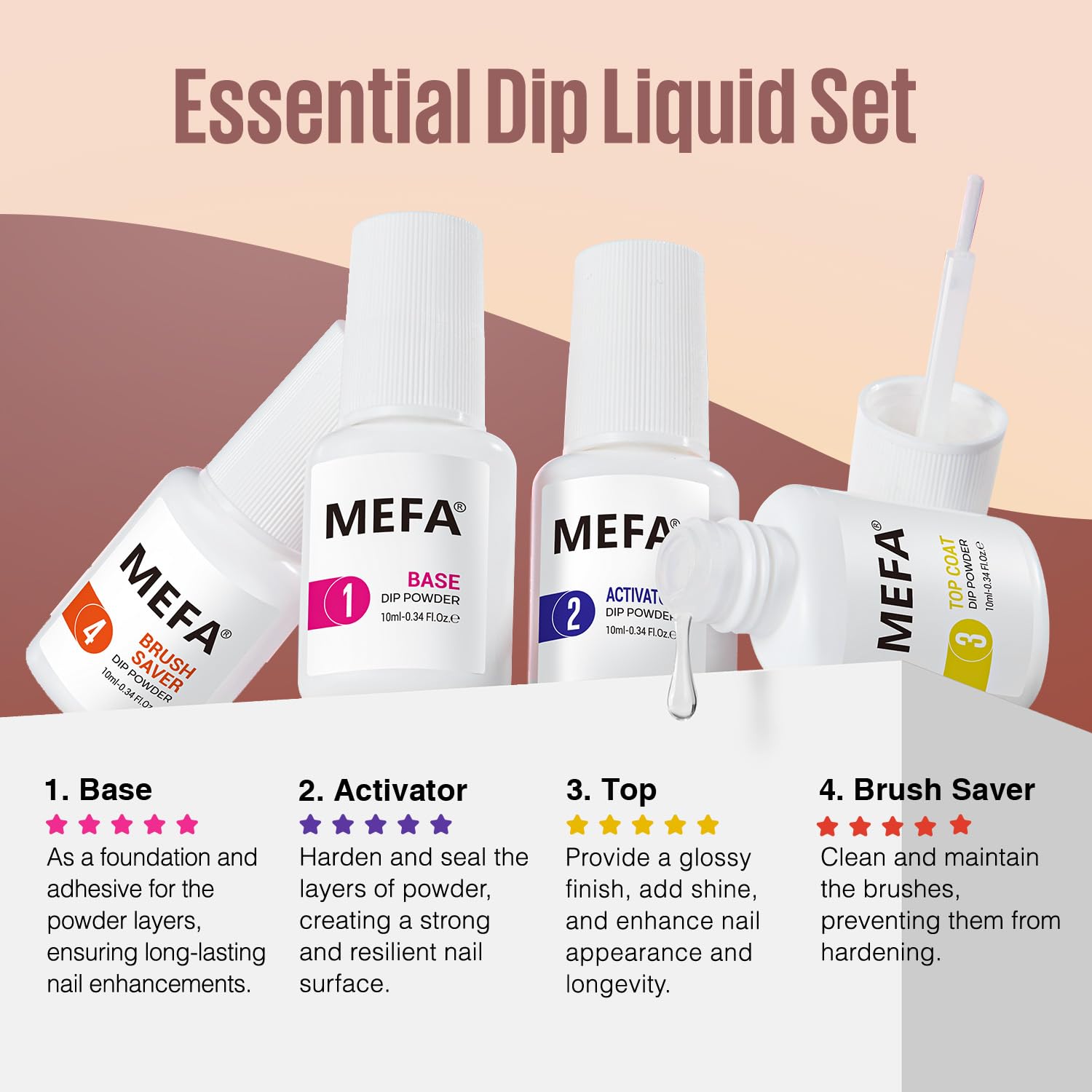 MEFA Dip Powder Nail Kit Orange Brown Grey Green White 32 Fall Winter Dark Colors Dipping Powder with Base Top Coat Activator Brush Saver Liquid Set Recycling Tray, French Nail Art Manicure Salon - Image 7