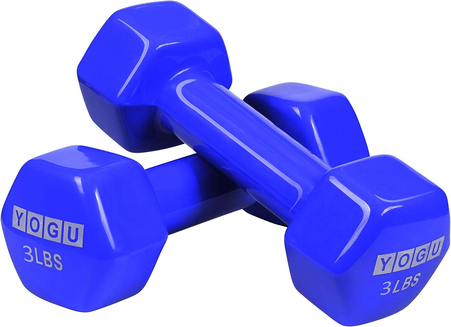 YOGU Dumbbells Neoprene or Vinyl Coated Hand Weights (3 lbs - Vinyl Blue)