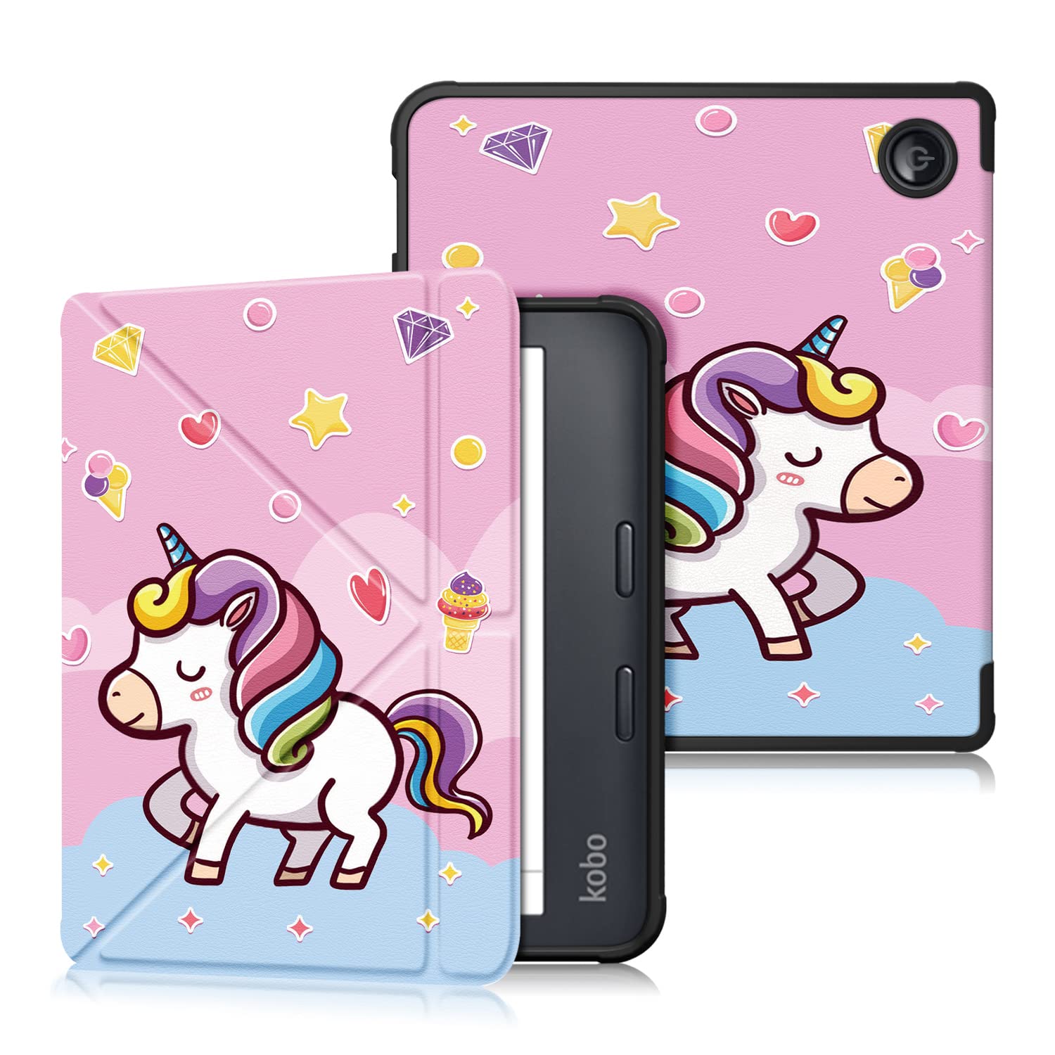 TOPCASE Compatible with Kobo Libra 2 Case - Magnetic Stand Sleep Cover fits Tolino Vision 6 Case,Unicorn — image 1