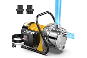 CrestWave Water Transfer Pump 1.6HP 1800GPH 110V Electric Portable Shallow Well Jet Pump Sprinkler Pump Irrigation Pump for Lawn Garden Irrigation Drainage with Iron Stand Handle Adapters