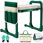 Saker Garden Kneeler and Seat Foldable Gardening Stool with Extendable Legs | Thickened Pad Tool/Storage Bag , Heavy Duty 400lbs Support for Elderly, Gardening, Outdoor Use